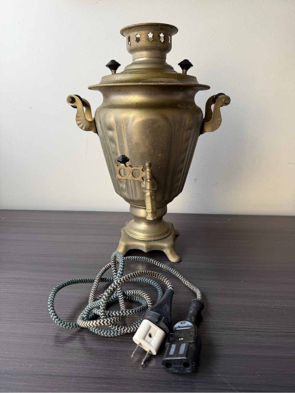 Antique Style USSR Russian Electric Samovar 1981 Soviet ZISH Silver Tone 3 Liter